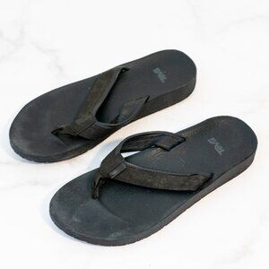 Teva Black Leather Flip Flops